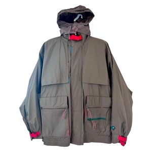 BRAMBILLA FRANCE Vintage 90s Softshell Jacket Gray Colorblock Hooded Mens Size L